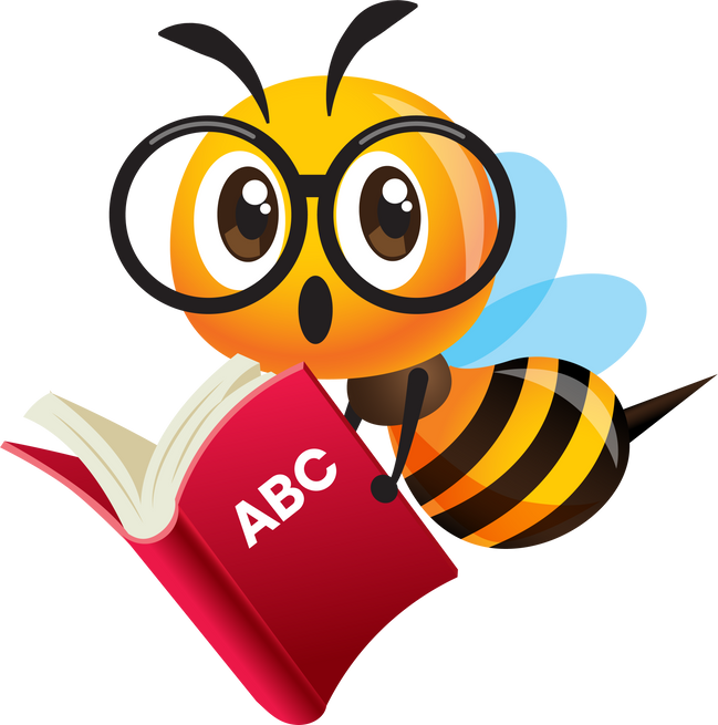 Cute Bee with Eyeglasses Holding Book